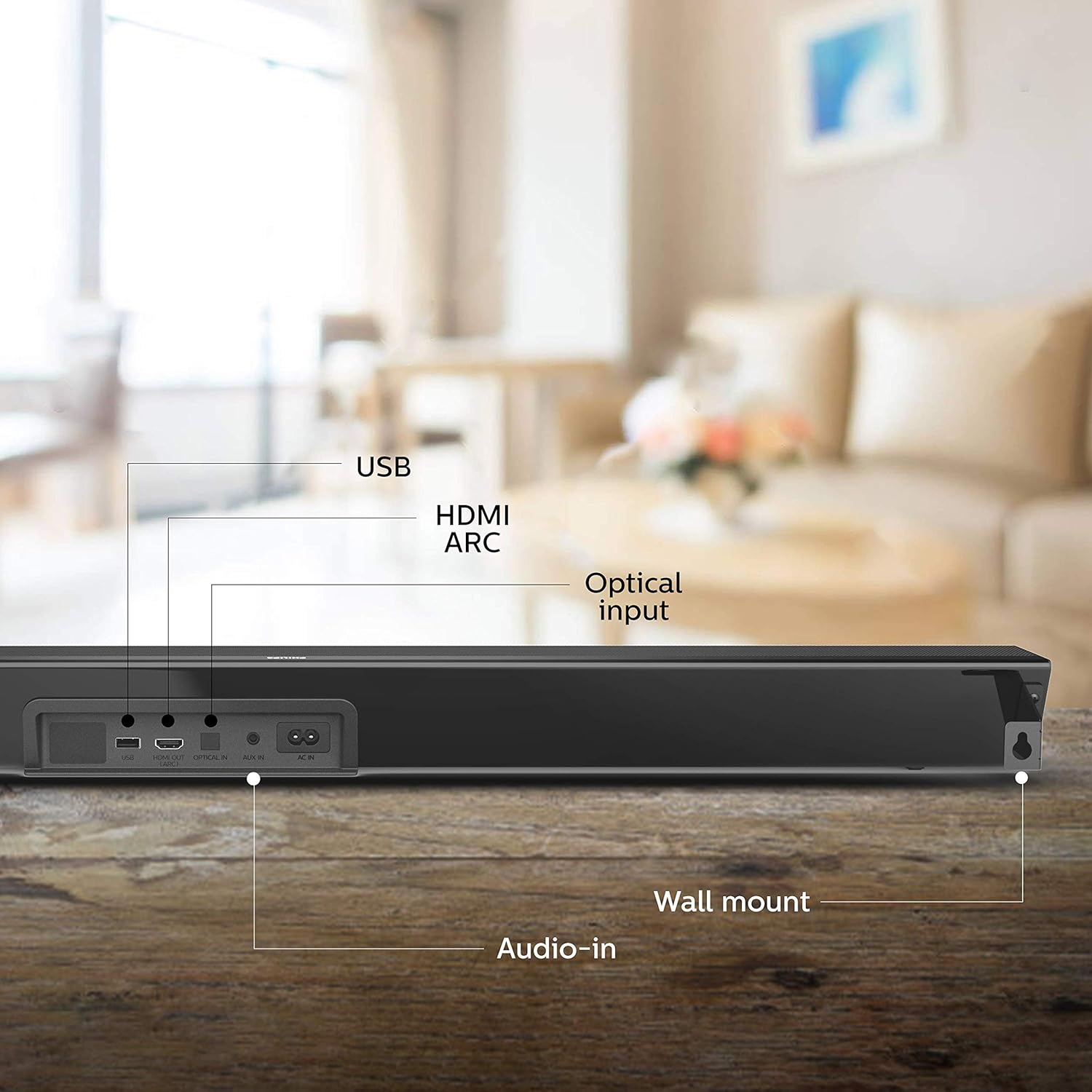 Philips Audio TAB7305 2.1Ch 300W Bluetooth Soundbar With Wireless Subwoofer, Dolby Audio, Hdmi Arc And Optical Input Philips Audio TAB7305 2.1Ch 300W Bluetooth Soundbar With Wireless Subwoofer, Dolby Audio, Hdmi Arc And Optical Input