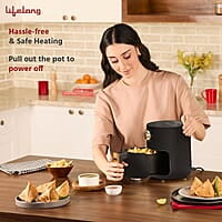 Lifelong 2.5L Air Fryer For Home-800W Small Airfryer Machine To Fry,Bake&Roast With Timer Control-Oil Free Fryer Machine-Electric Air-Fryer With 360°  Black