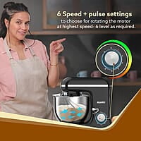 AGARO Regency Stand Mixer With Meat Grinder,1400W with 6L SS Bowl, 1.5L Blending Jar, 6 Speed With Pulse Function, 100% Copper Motor