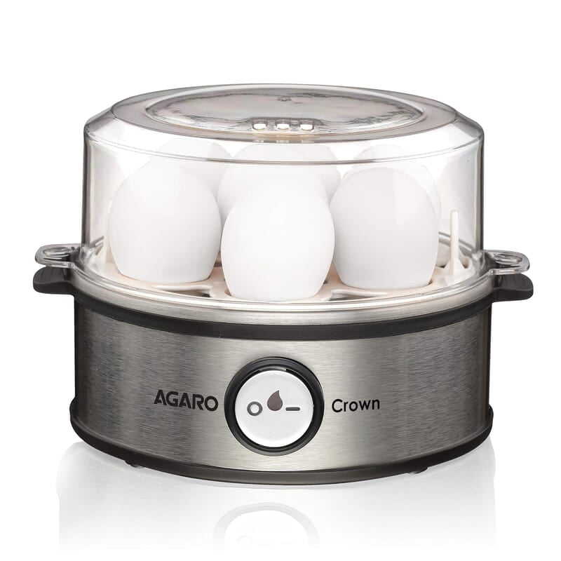 AGARO Crown Instant Egg Boiler 360 Watts, Boils Up to 7 Eggs with 3 Modes Heating/Stainless Steel Body (Silver)