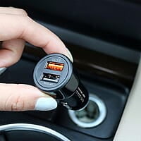 Ambrane 30W Fast Car Charger with Dual Output, Qualcomm Quick Charge 3.0 Compatible with all Cars (ACC11QC