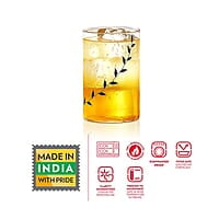 Borosil Vision Black Krip 295 ml Set of 6 pcs Transparent Drinking Glass |Borosilicate Glass Tumblers for Water, Cold Drinks, Juice| Flame Proof, Microwave & Dishwasher Safe | for Daily use & Gifting