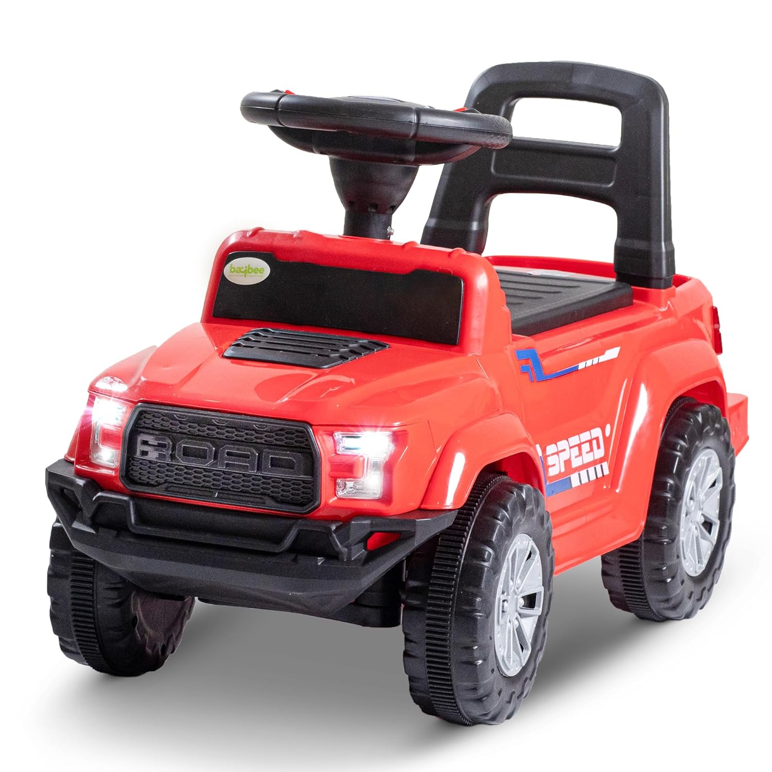 Baybee Push Ride on Baby Jeep for Kids Toys with LED Light & Storage Bin-Red