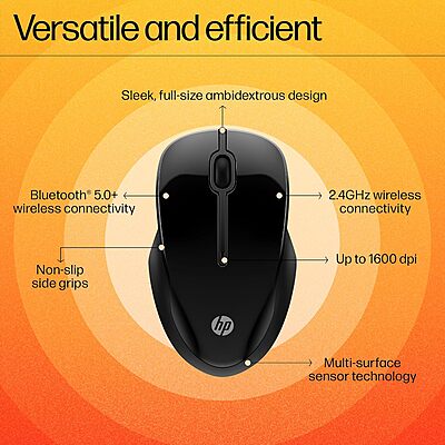 Open Box HP 250 Dual mode /Multidevice,1 AA battery gives 12 months life,upto 1600 DPI Wireless Optical Mouse