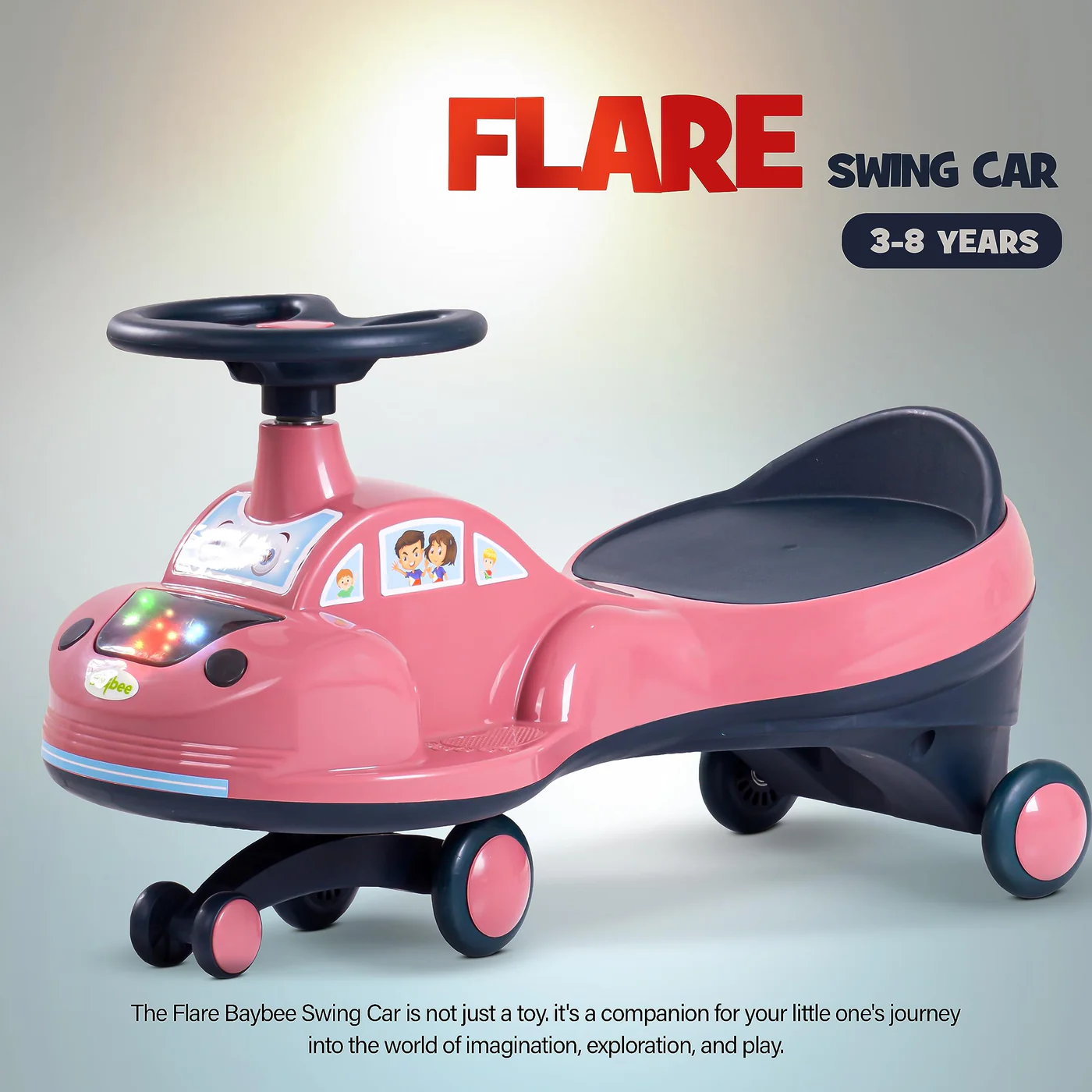 Baybee Flare Kids Ride on Magic Swing Cars with Flashing LED Lights Music & PP Wheels- Dark Pink Baybee Flare Kids Ride on Magic Swing Cars with Flashing LED Lights Music & PP Wheels- Dark Pink