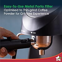 Wonderchef Regenta Espresso Coffee Maker, 5-bar with Steamer, Make Espressos, Cappuccinos & Lattes at Home