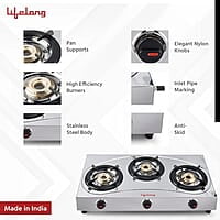 Lifelong LLGS399 Stainless Steel 3 Burner (ISI Certified