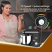 AGARO Imperial Stand Mixer,1400W with 6L SS Bowl, 1.5L Blending Jar,10 Speed With Pulse Function, 100% Copper Motor