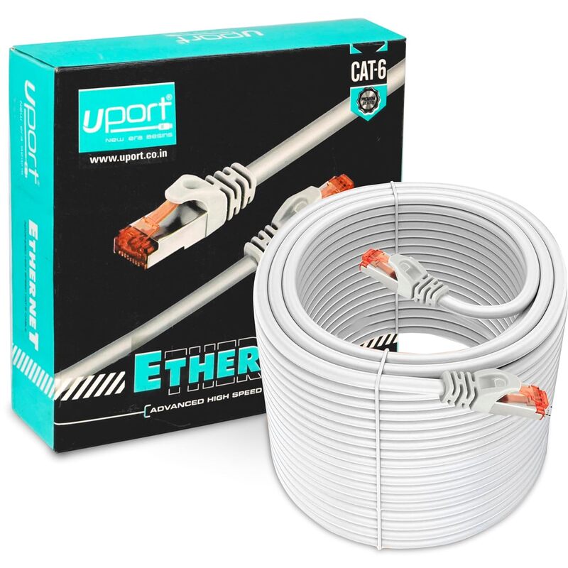 Uport CAT6 Patch Cord 20M – Steel Connector, high-speed Ethernet cable for reliable data transmission. Ideal for networking, gaming, and streaming. Durable design ensures long-lasting performance.