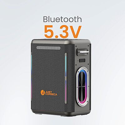 Just Corseca Sonic Symphony 550W Bluetooth Speaker – Karaoke | RGB Lights | 12H Playtime | Black