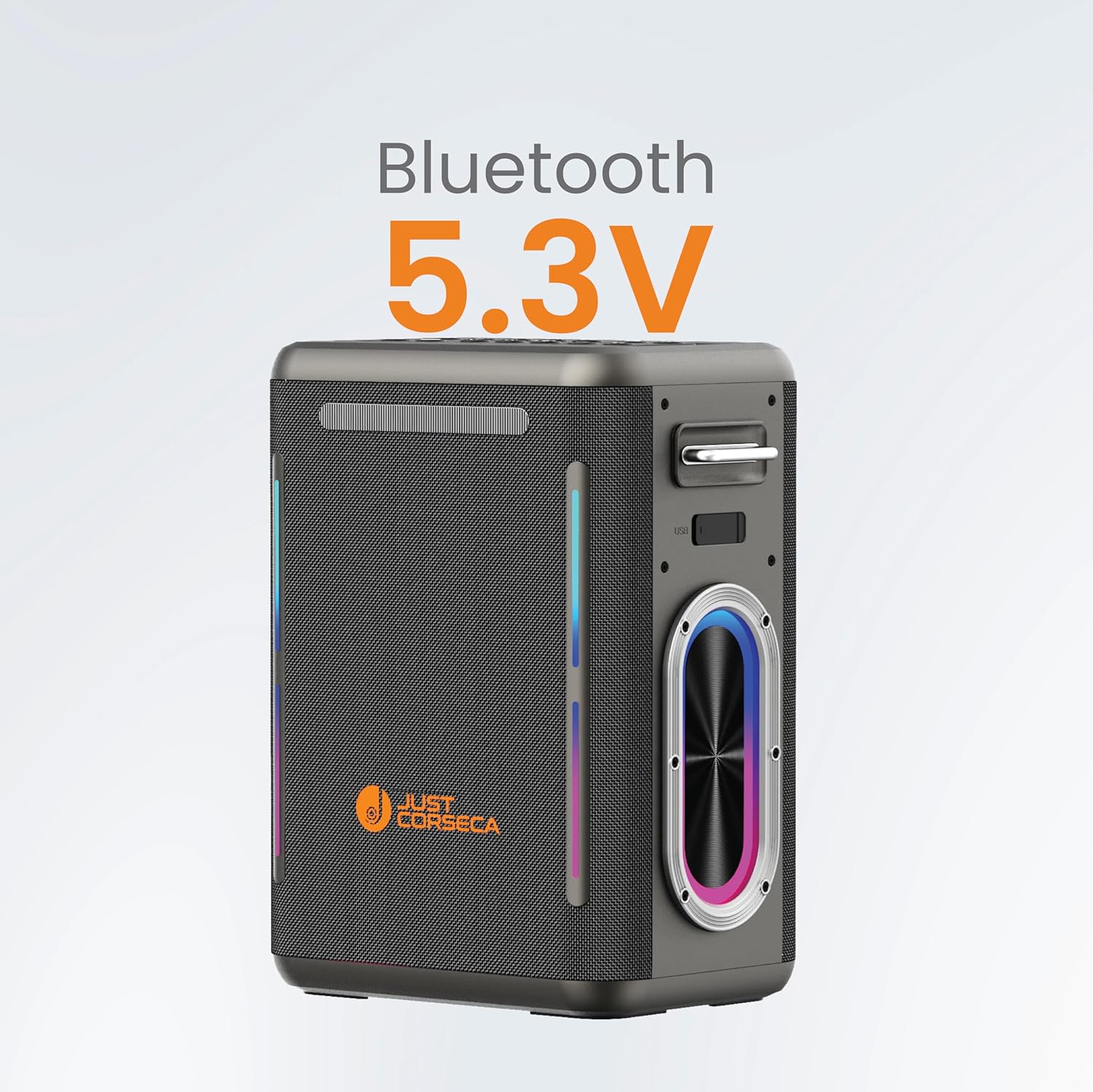 Just Corseca Sonic Symphony 550W Bluetooth Speaker – Karaoke | RGB Lights | 12H Playtime | Black