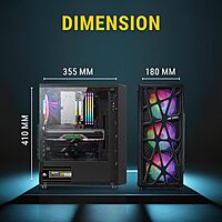 Ant Esports Elite 1100 Mid Tower Gaming Cabinet Black | ATX M-ATX ITX | 4 Rainbow Fans