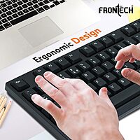 Frontech KB-0028 Wired USB Keyboard – Ergonomic Design | Quiet Keys | Durable Build | Smooth Typing for Everyday Use