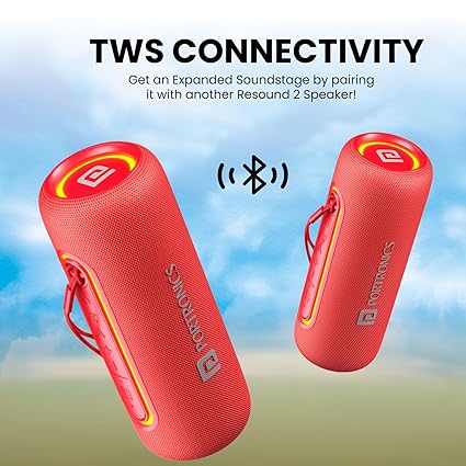 Portronics Resound 2 | 15W Soundbar with Deep Bass, Bluetooth & 2000mAh Battery (RED) Portronics Resound 2 | 15W Soundbar with Deep Bass, Bluetooth & 2000mAh Battery (RED)