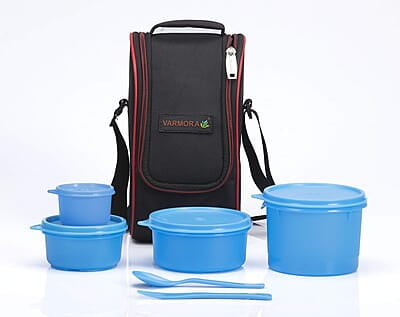 Varmora Mini Lunch Box, Blue, 4 Pieces