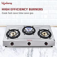 Lifelong LLGS399 Stainless Steel 3 Burner (ISI Certified