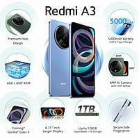 Redmi A3 Midnight Black 6GB RAM 128GB ROM