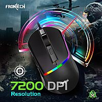 Frontech MS-0104 Wired Optical Mouse – 1000 DPI | Ergonomic Grip | Smooth Tracking | USB Plug & Play | PC & Laptop Mouse