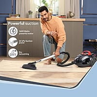 AGARO ICON 1600 Watts Bagless Dry Vacuum 24 kPa Variable Suction with Cyclonic Technology, 1.5L Bagless Bin
