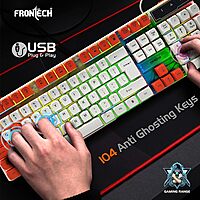 Frontech NOVA KNIGHT KB-0043 – RGB gaming keyboard with mechanical feel, USB interface, anti-ghosting keys & durable build. Bold and responsive.