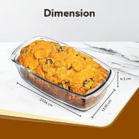 AGARO Elite Glass Loaf Tray Rectangular, 1800ml, Bake Safe, Oven Safe, Glass Dish Tray, Borosilicate Glass Tray