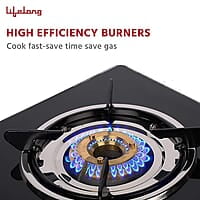 Lifelong 2 Burner Gas Stove Top for Kitchen - Manual Ignition Cooktop Modern Glass Stove for Modular Kitchen, ISI Certified