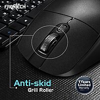 Frontech MS-0056 Wireless Optical Mouse – 2.4GHz | 1600 DPI | USB Nano Receiver | Ergonomic Design | Black | PC & Laptop Mouse