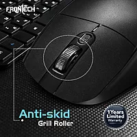 Frontech MS-0056 Wireless Optical Mouse – 2.4GHz | 1600 DPI | USB Nano Receiver | Ergonomic Design | Black | PC & Laptop Mouse