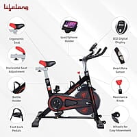 Lifelong LLF89 Fit Pro Spin Fitness Bike with 8Kg Flywheel, Adjustable Resistance, LCD Monitor and Heart Rate Sensor