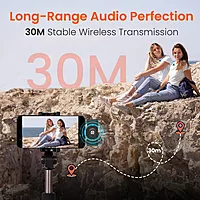 Portronics Vlogmate 3 Dual Wireless Collar Lapel Microphone – ENC Noise Cancellation | Charging Case | Type-C & 8 Pin Receiver | For iPhone, Android, Vlog, Streaming | Black