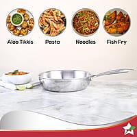 Wonderchef Nigella Tri-ply Stainless Steel 24 cm Fry Pan 2 litres  2.6mm Thickness