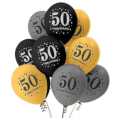 Happy 50th Birthday Combo Kit with 30pcs Printed Balloons 1 Banner Pack of 31pcs