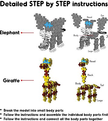 Fixi Bricks Giraffe and Elephant