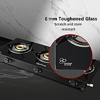 Lifelong 3 Burner Gas Stove Top for Kitchen - Automatic Ignition Cooktop Modern Glass Stove for Modular Kitchen, ISI Certified