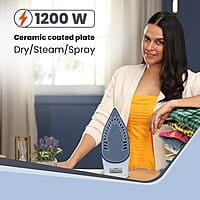 AGARO Regal Steam Iron, 1200W, Ceramic Coated Sole Plate, Fast Heating, 360 degree 00 Ml Water Tank