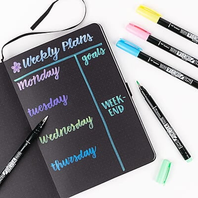 Tombow Fudenosuke Brush Pen, Soft tip, Set of 6 Pastel Colors