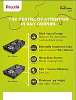 Preethi - GTS123 Zeal Glass top 2 Burner Gas Stove, Manual Ignition