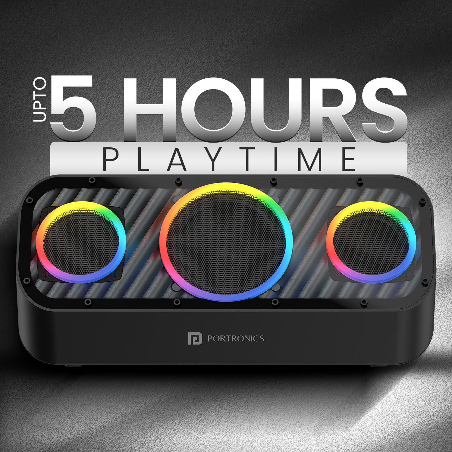 Portronics MicroBlast POR 2393 Bluetooth Speaker – 60W | 2.1 Channel | RGB | Black