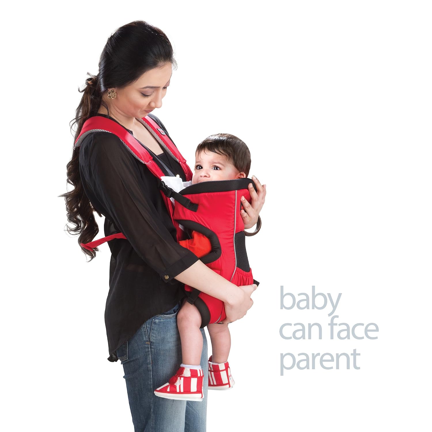 LuvLap Blossom Baby Carrier - Black & Red