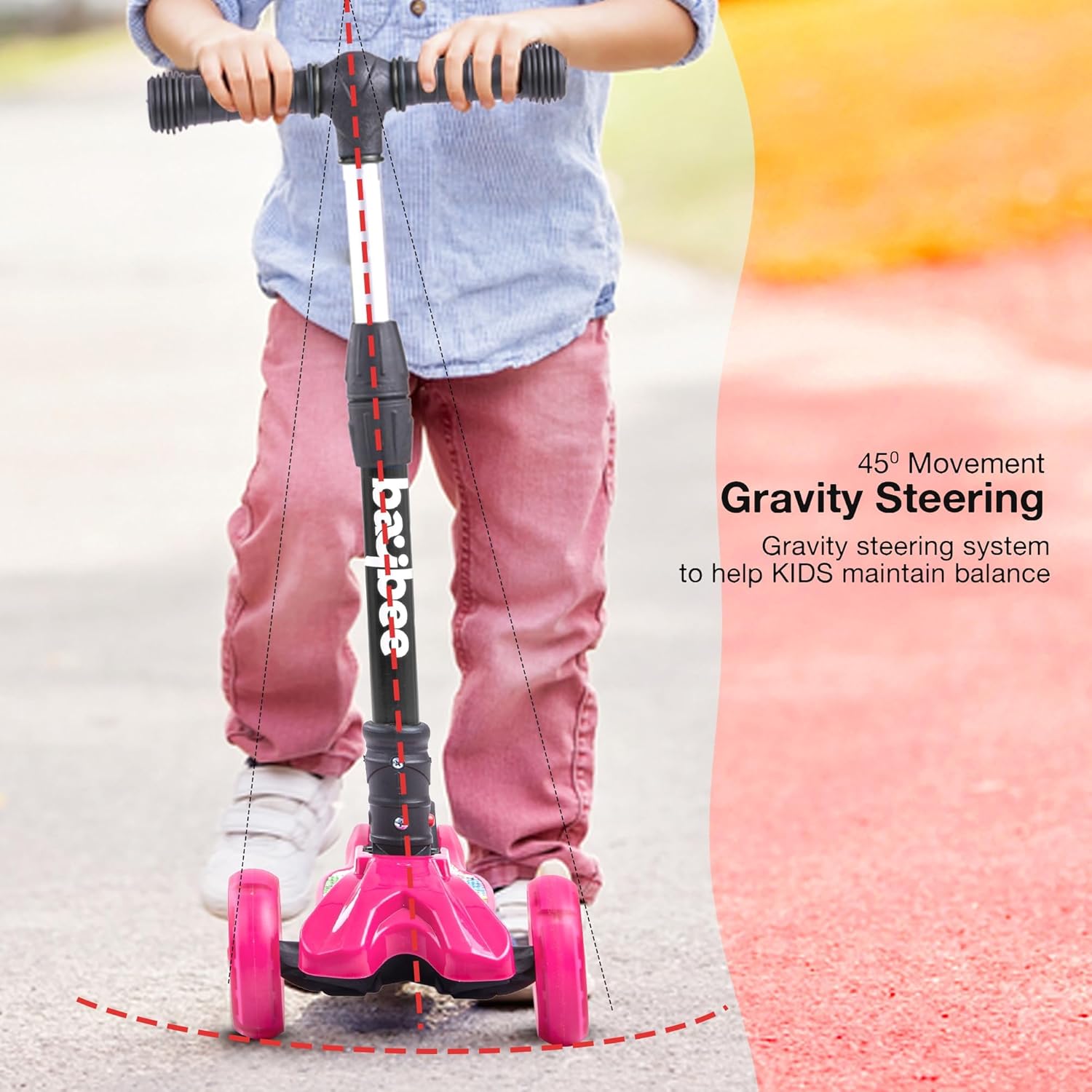 Baybee Flash Scooter for Kids with Foldable & Height Adjustable Handle- Pink Baybee Flash Scooter for Kids with Foldable & Height Adjustable Handle- Pink