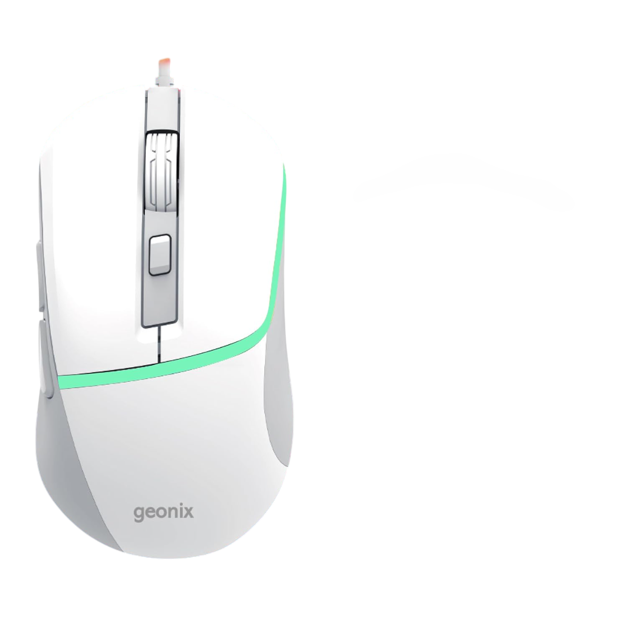 ‎​Geonix Vintage M8 Wired Gaming Mouse, 6 Buttons, Rainbow Backlight, Milky White-RM-179