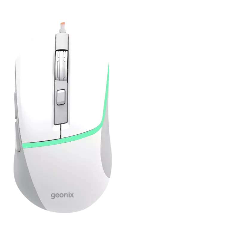 ‎​Geonix Vintage M8 Wired Gaming Mouse, 6 Buttons, Rainbow Backlight, Milky White-RM-179