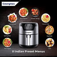 Crompton NourisPro DG 4.5 Ltr Digital Air Fryer with Quick Fry Technology 1500 Watts Double Inner Bowl for Easy Cleaning