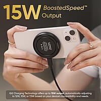 Ambrane 15W MagSafe Wireless Charger & Mobile Stand Lightweight & Foldable for iPhone 15/15 Plus/15 Pro/15 Pro Max, iPhone 12/13/14 Series & Other Qi Devices + Magnetic Ring