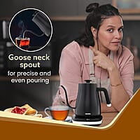 AGARO Grand Electric Goose Neck Kettle, 800 ml, Hot Water, Tea, Coffee, Stainless Steel Body, Narrow Neck, Adjustable Temperature Settings, LED display, Black | 1500 watts