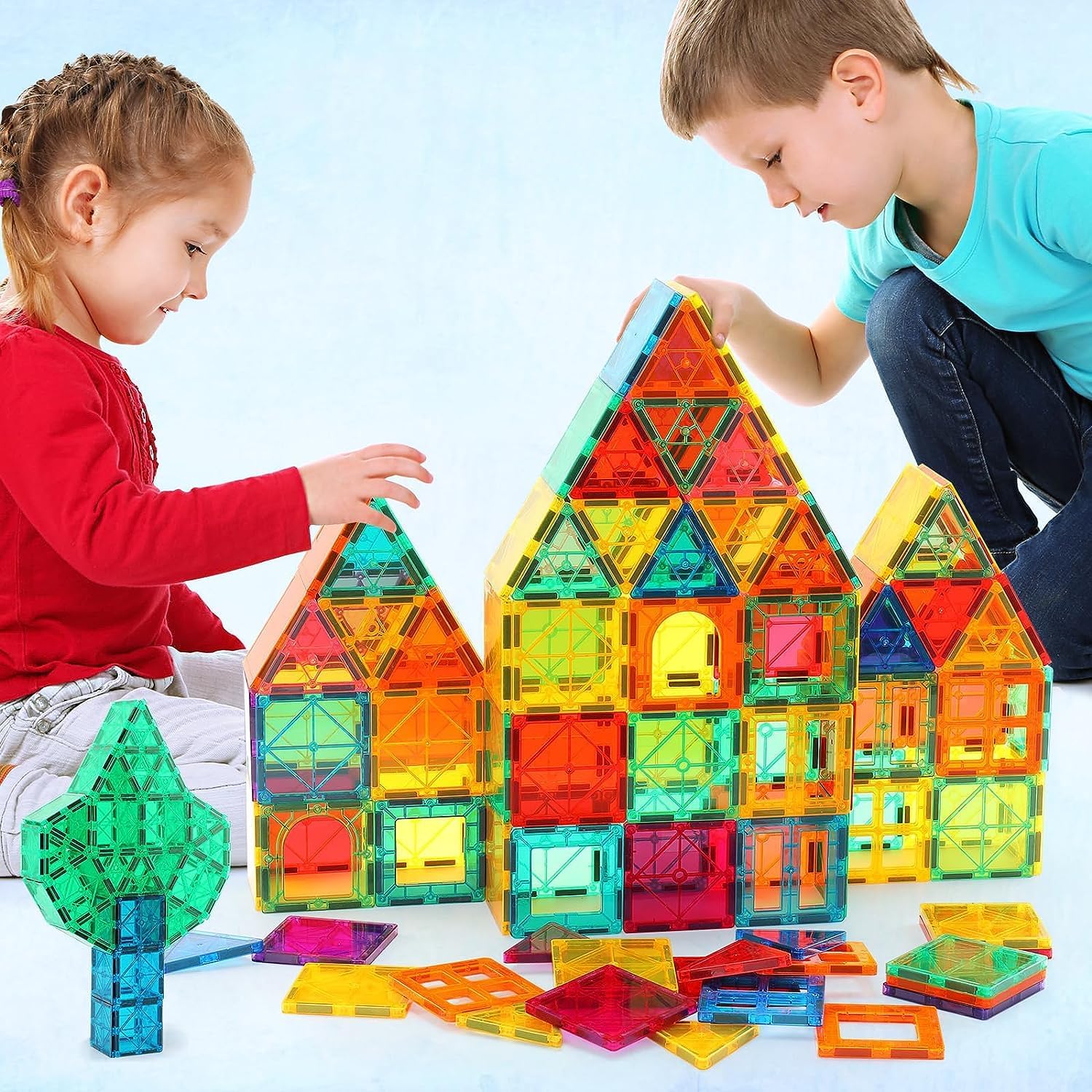 Circus9 Set of 36 (75mm) + 1 Cart Magnetic Tiles and Construction Toys