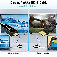 Uport 3M DisplayPort to HDMI Cable supports 4K@60Hz resolution, ensuring high-quality video output. Ideal for connecting devices like laptops to monitors or TVs for stunning visuals.