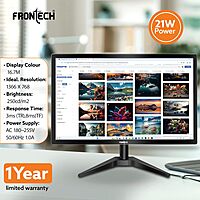 Frontech MON-0061 – 18.5" flat screen monitor with bright visuals, slim profile, and dependable performance for basic computing tasks.