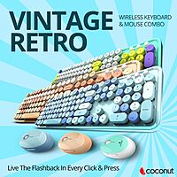 Coconut Vintage Retro Wireless Combo (Pink 104-Key Set, Charming Retro Design, Wireless Connectivity, Comfortable Typing, Stylish Productivity at Home, 1 Year Warranty)