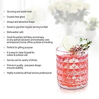 Treo by Milton Knitts 260 Glass Tumblers, Transparent, Knitt Textured Design Glasses Set of 6, 260 ml Each Ideal for Water, Juice, Cocktails, Mocktails